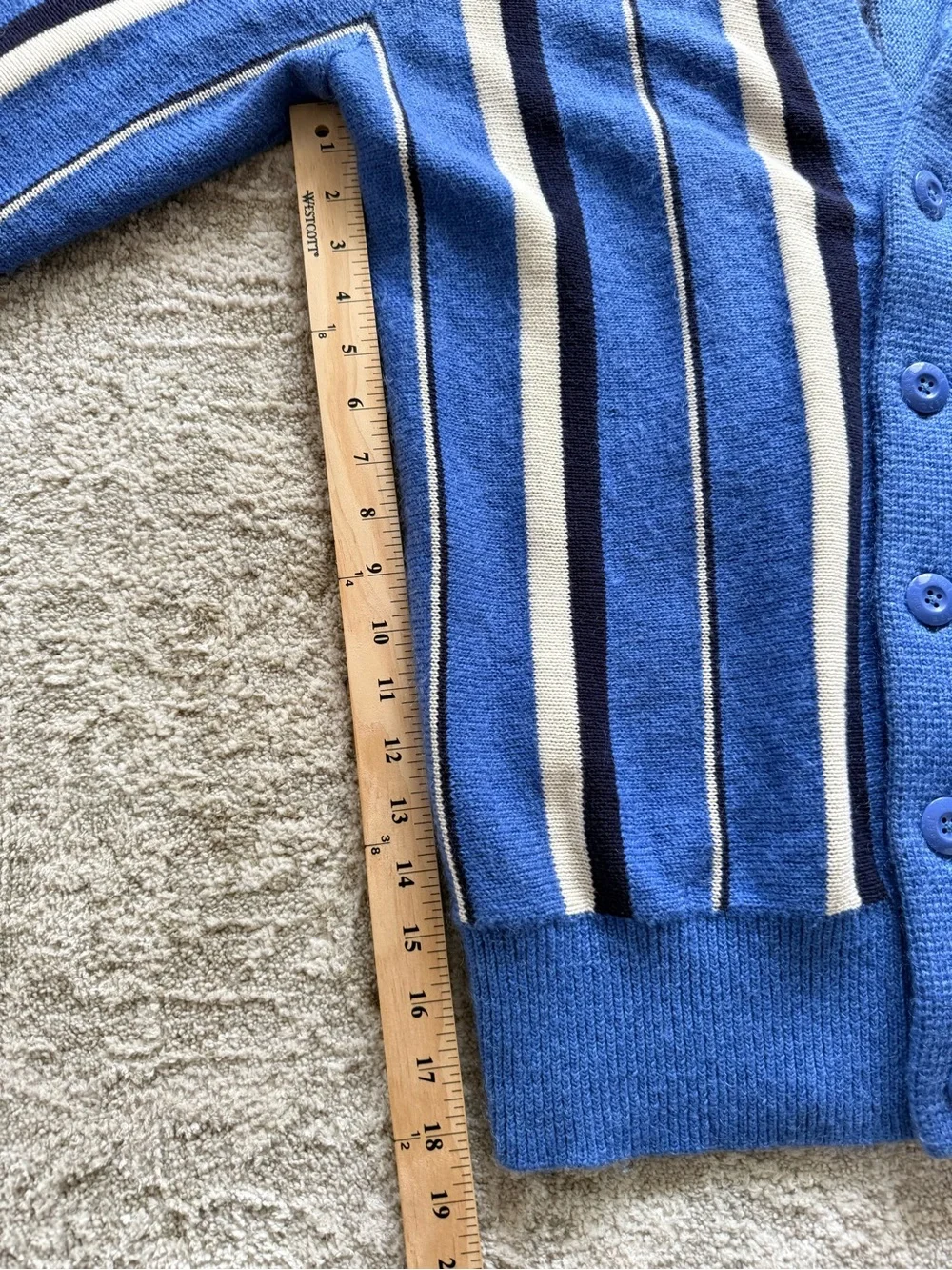 Aimé Leon Dore Striped Cardigan L Blue Cream Navy Wool Mohair Cotton Blend ALD